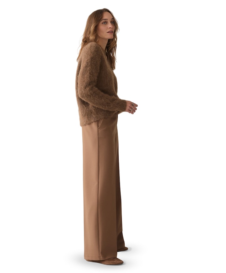 Trousers wide legs foam uni dames broek bruin
