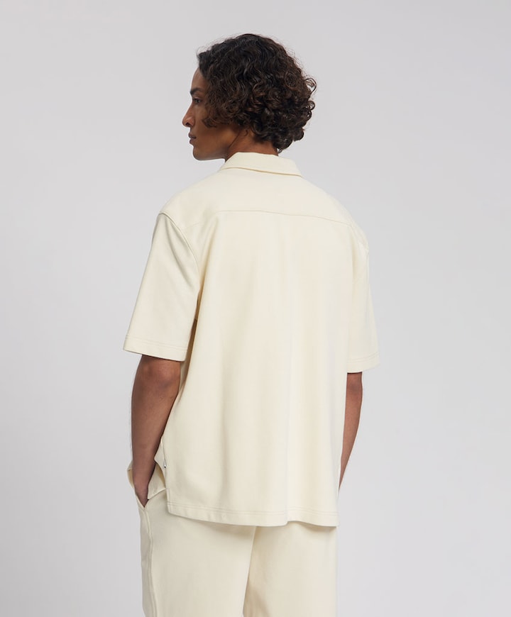 Heren overhemd korte mouw beige