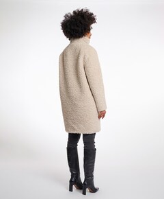 Faux-fur dames winterjas beige