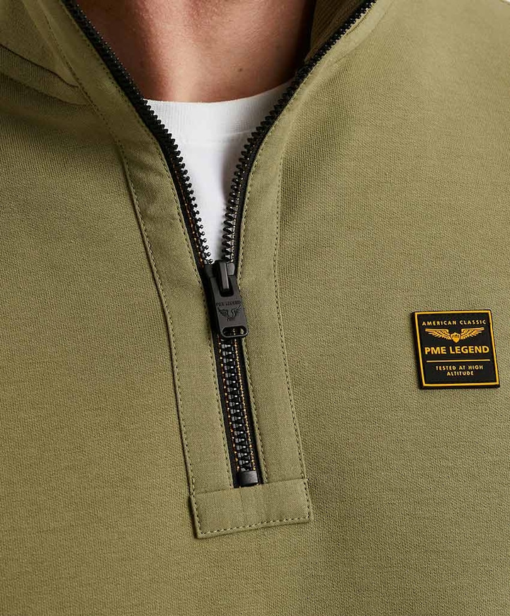 Heren trui met rits groen