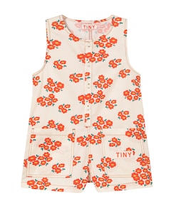 Twill one piece meisjes jumpsuit ecru