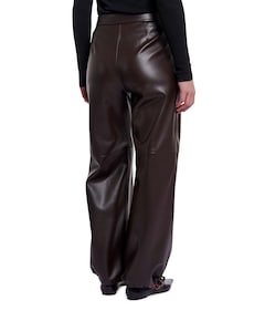 Regular length faux leather with adjustable dames broek bruin