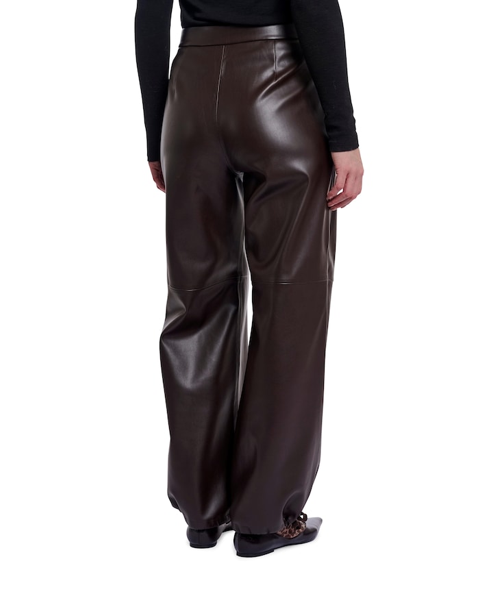 Regular length faux leather with adjustable dames broek bruin