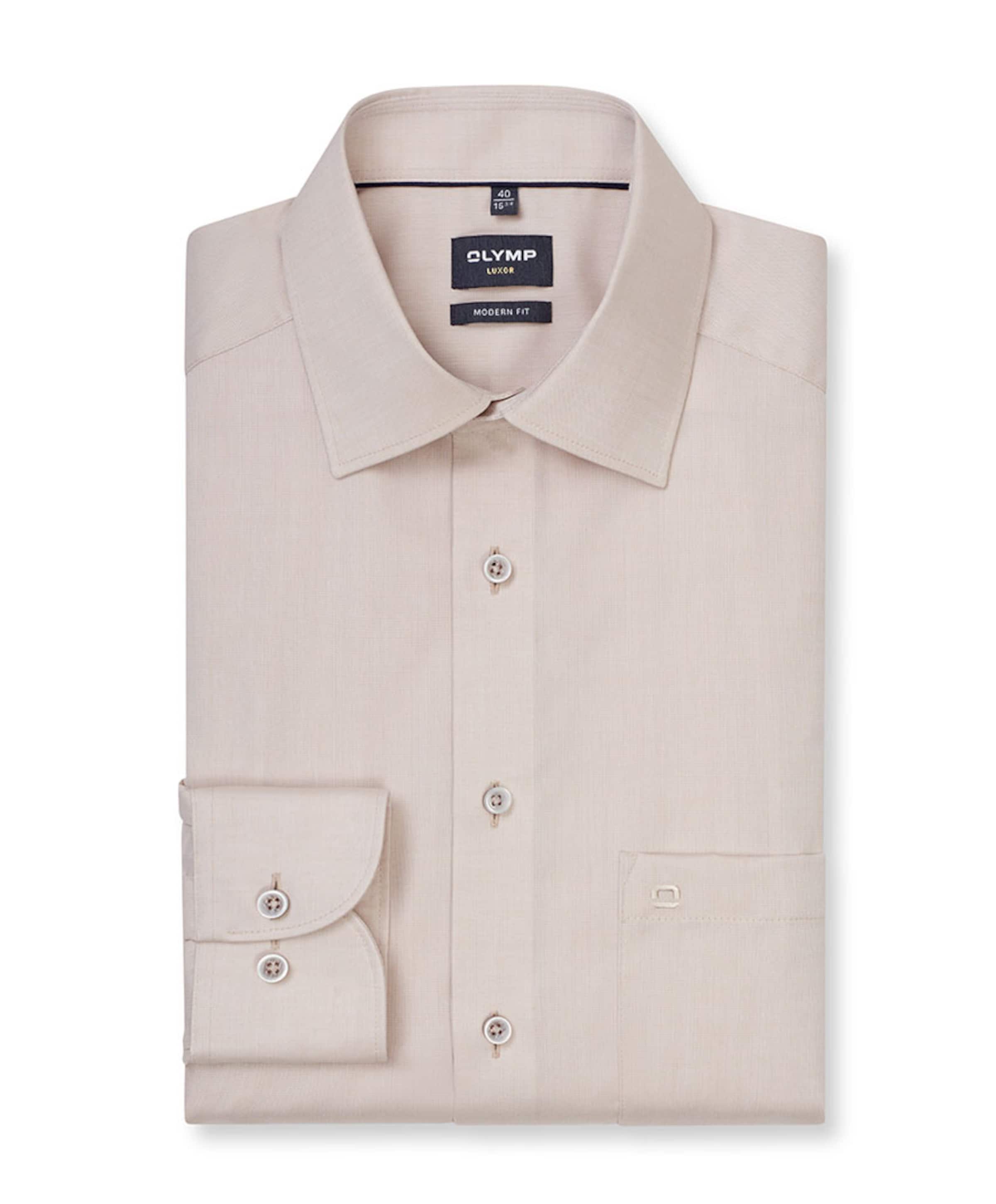 Heren overhemd lange mouw beige