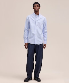 Heren overhemd lange mouw blauw