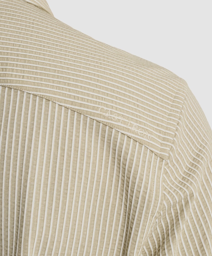 Heren overhemd lange mouw beige