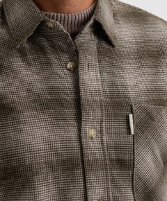 Heren overhemd lange mouw bruin