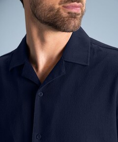 Heren overhemd korte mouw blauw