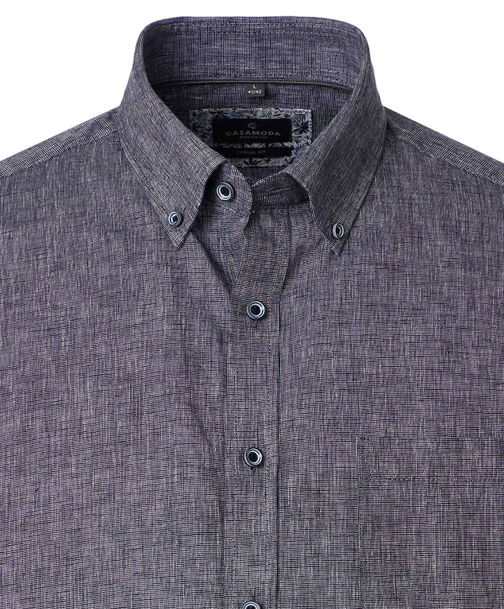 Heren overhemd korte mouw blauw