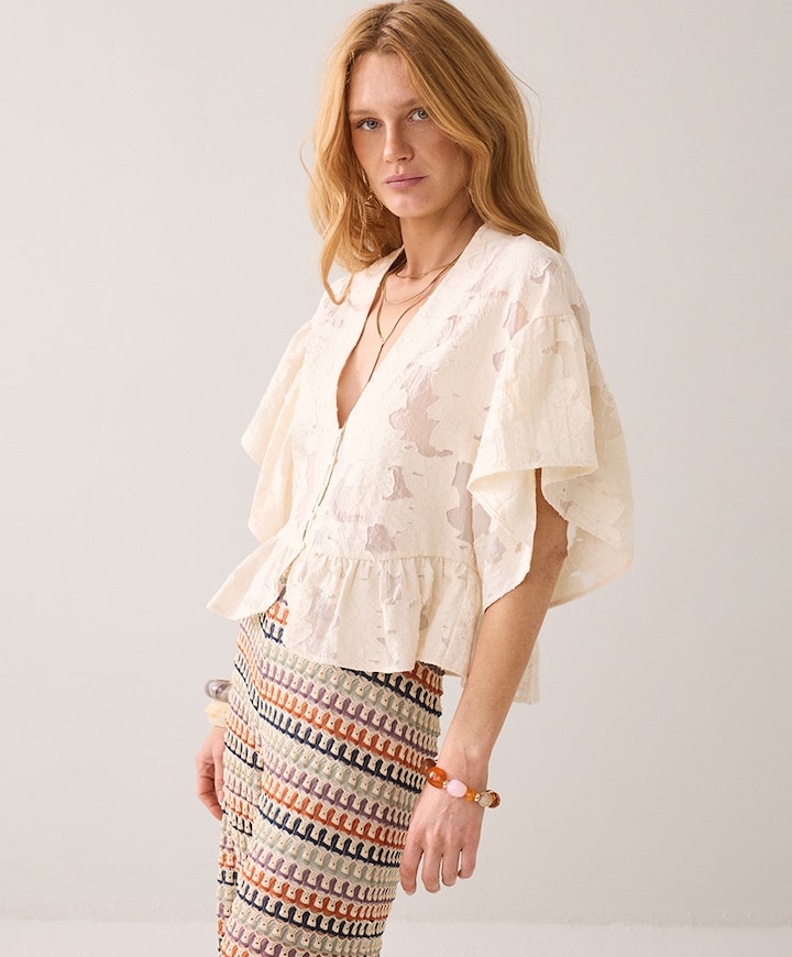 Dames top ecru