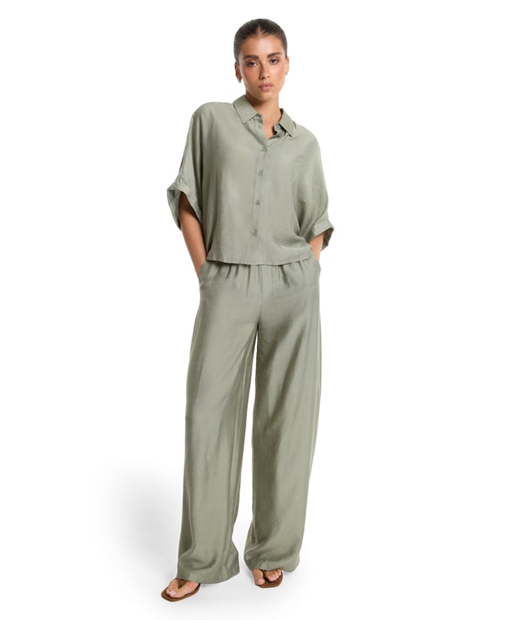IRREGULAR WIDE LEG dames broek groen