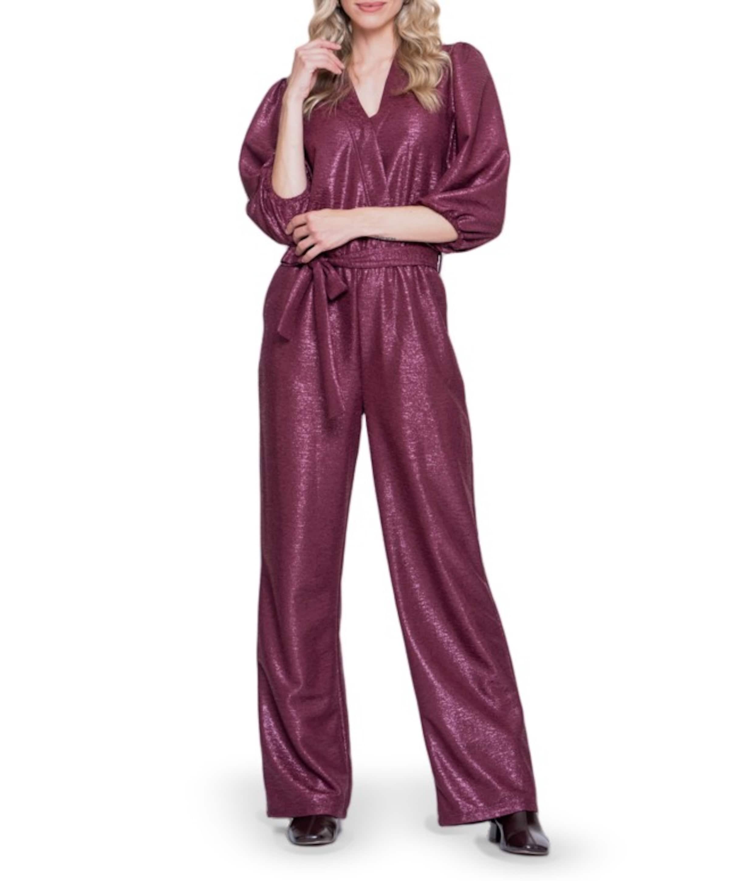 Glitter dames jumpsuit bordeaux