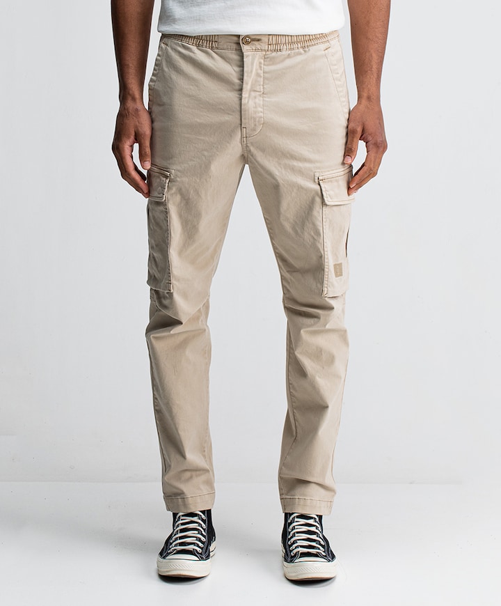 Tristan Slim Sateen Cargo heren broek beige