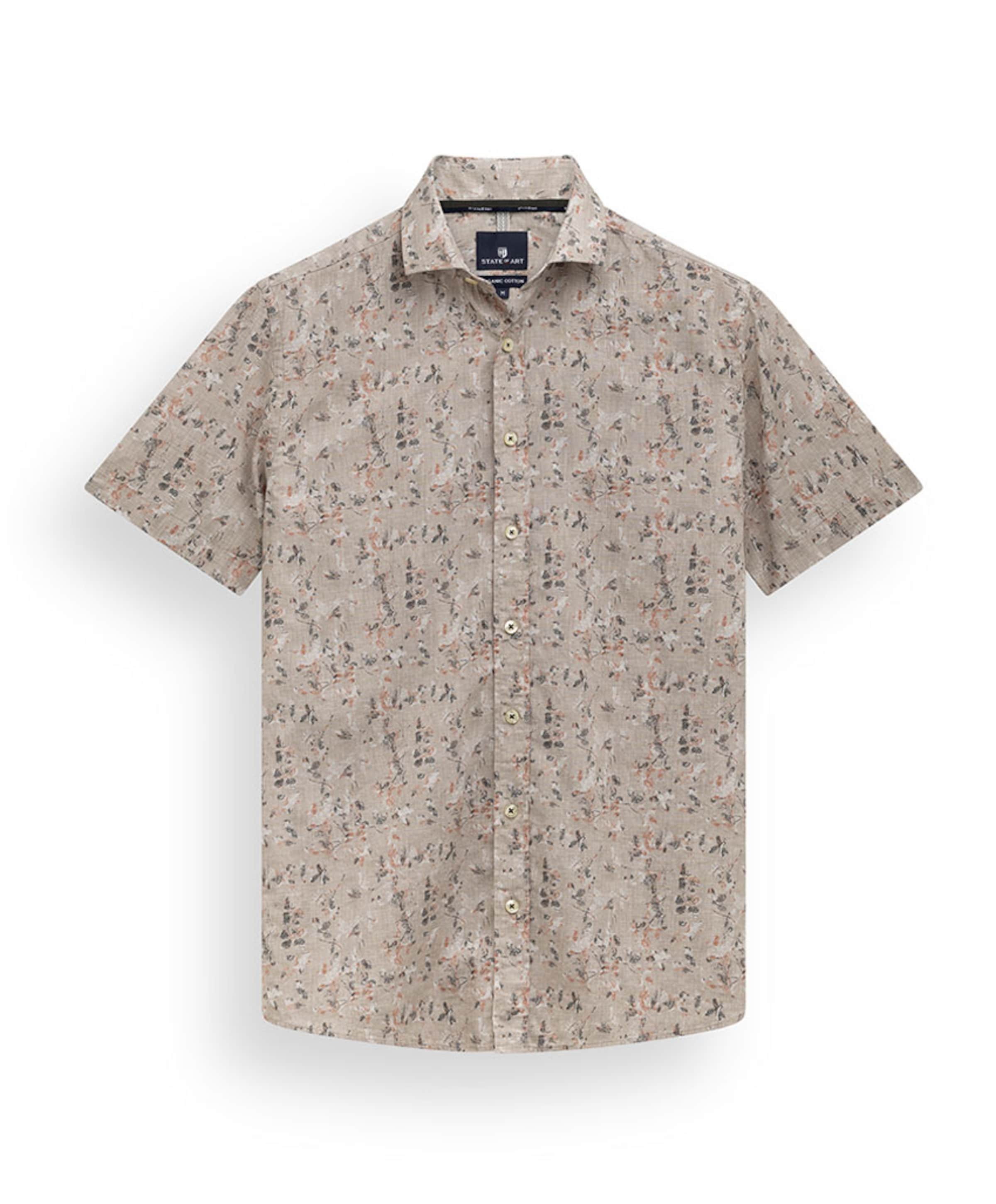 Heren overhemd korte mouw beige