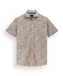 Heren overhemd korte mouw beige