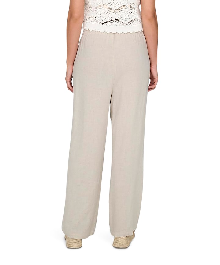 ONLSIESTA MW PULL-UP LINEN BL N dames broek ecru