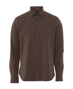 Heren overhemd lange mouw bruin