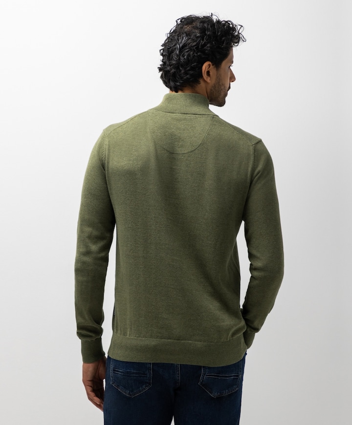 Heren trui met rits groen