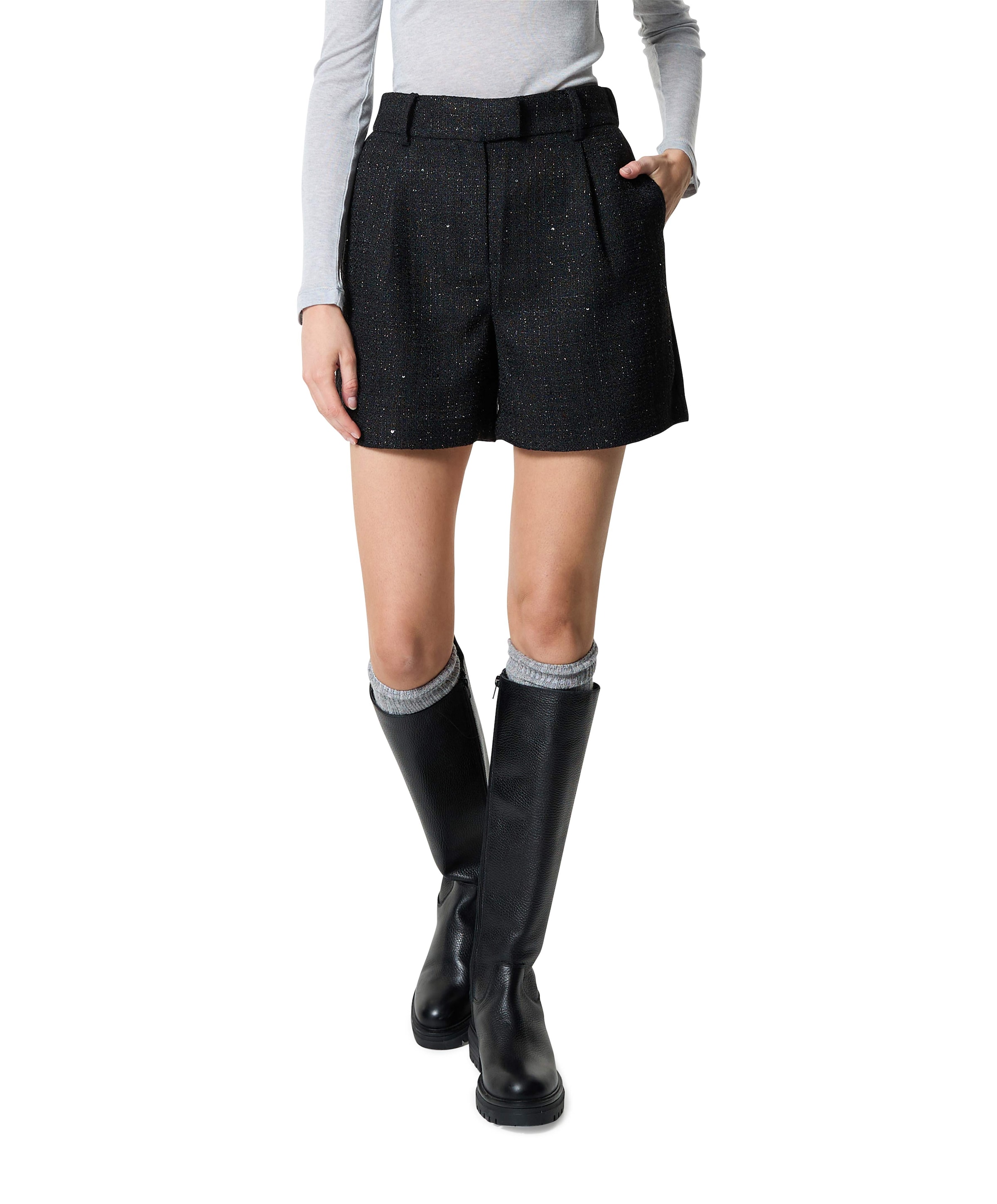 ONLINDA LIFE HW SEQUIN BOUCLE korte broek zwart