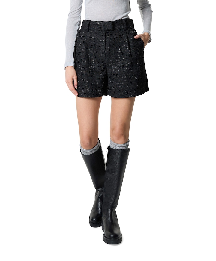 ONLINDA LIFE HW SEQUIN BOUCLE korte broek zwart