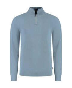 Heren trui met rits blauw