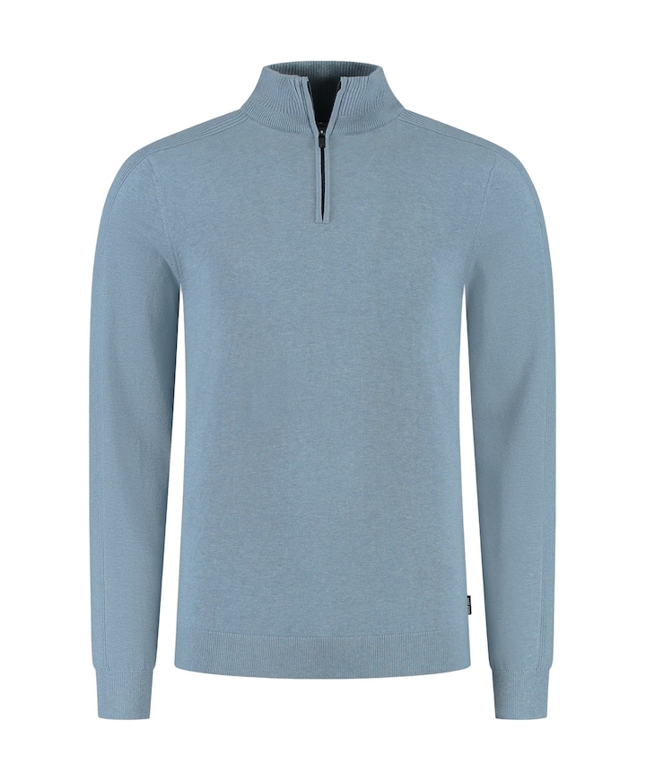 Heren trui met rits blauw