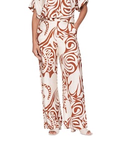 Bi-color dames broek bruin