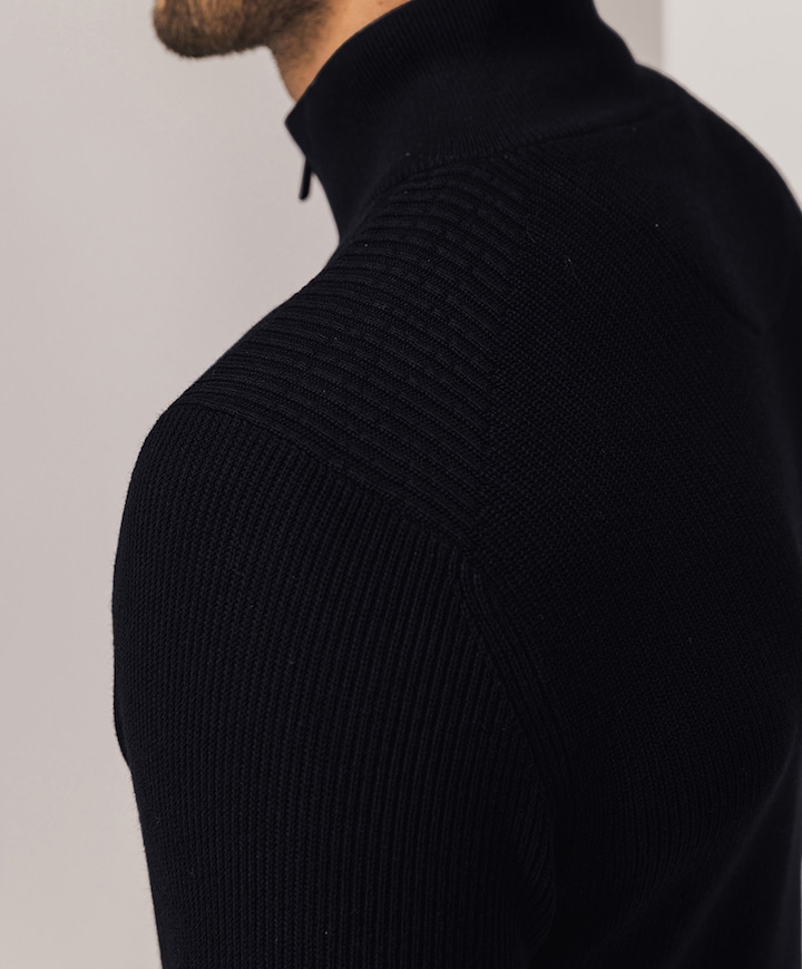 Heren trui met rits blauw