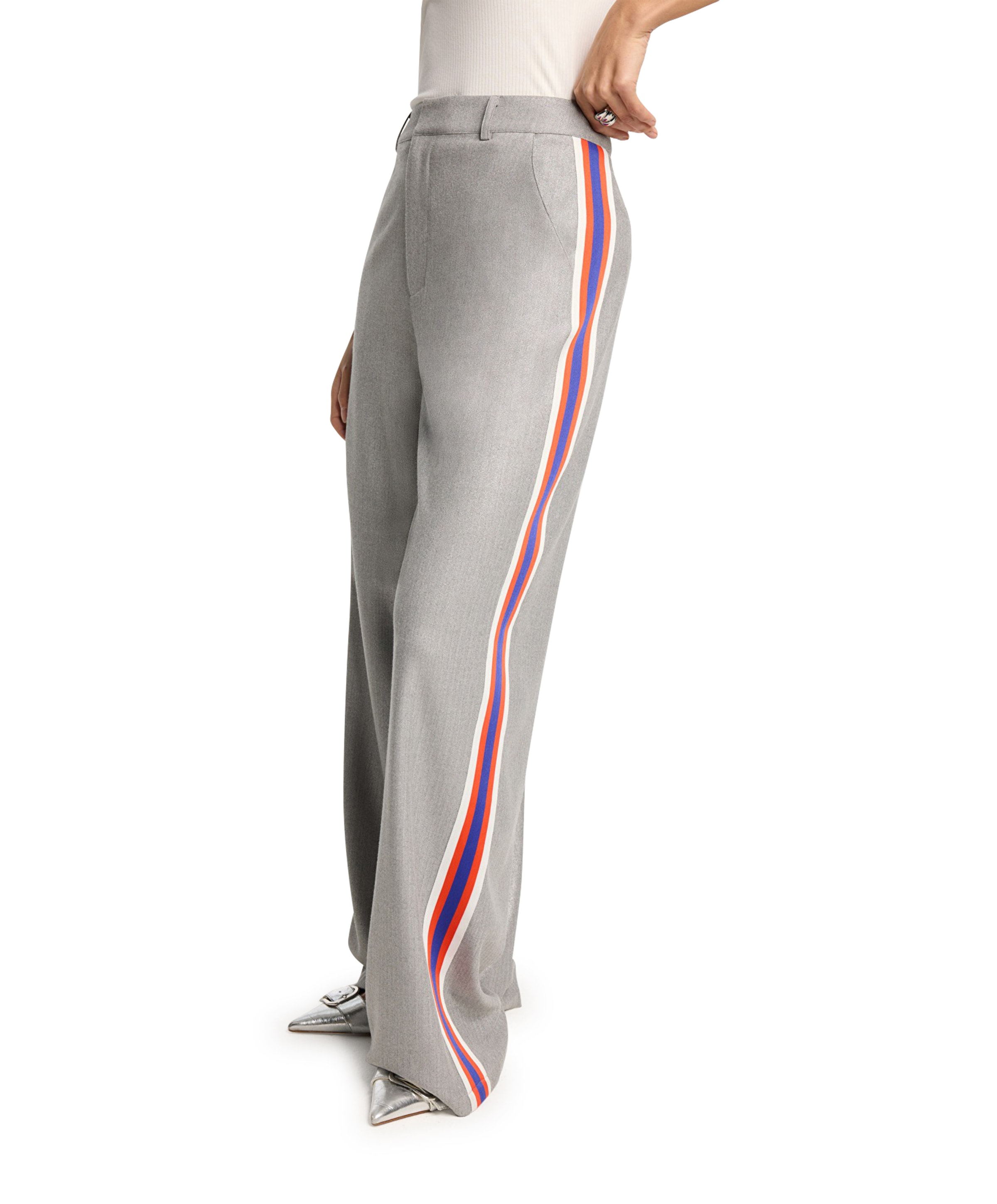 COATED HERRINGBONE broek grijs