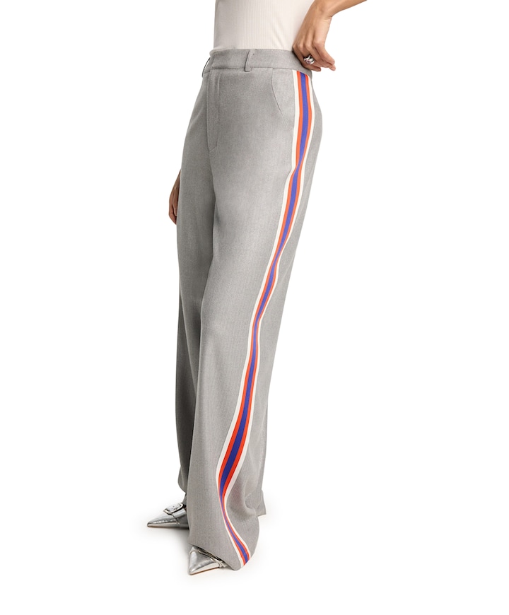 COATED HERRINGBONE broek grijs