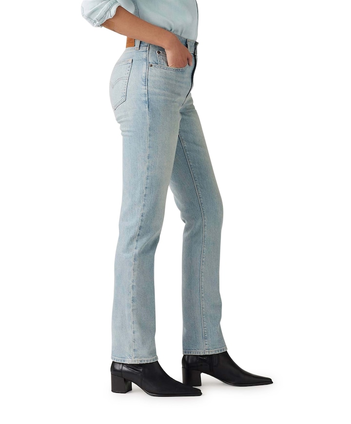 724 High rise straight dames jeans blauw