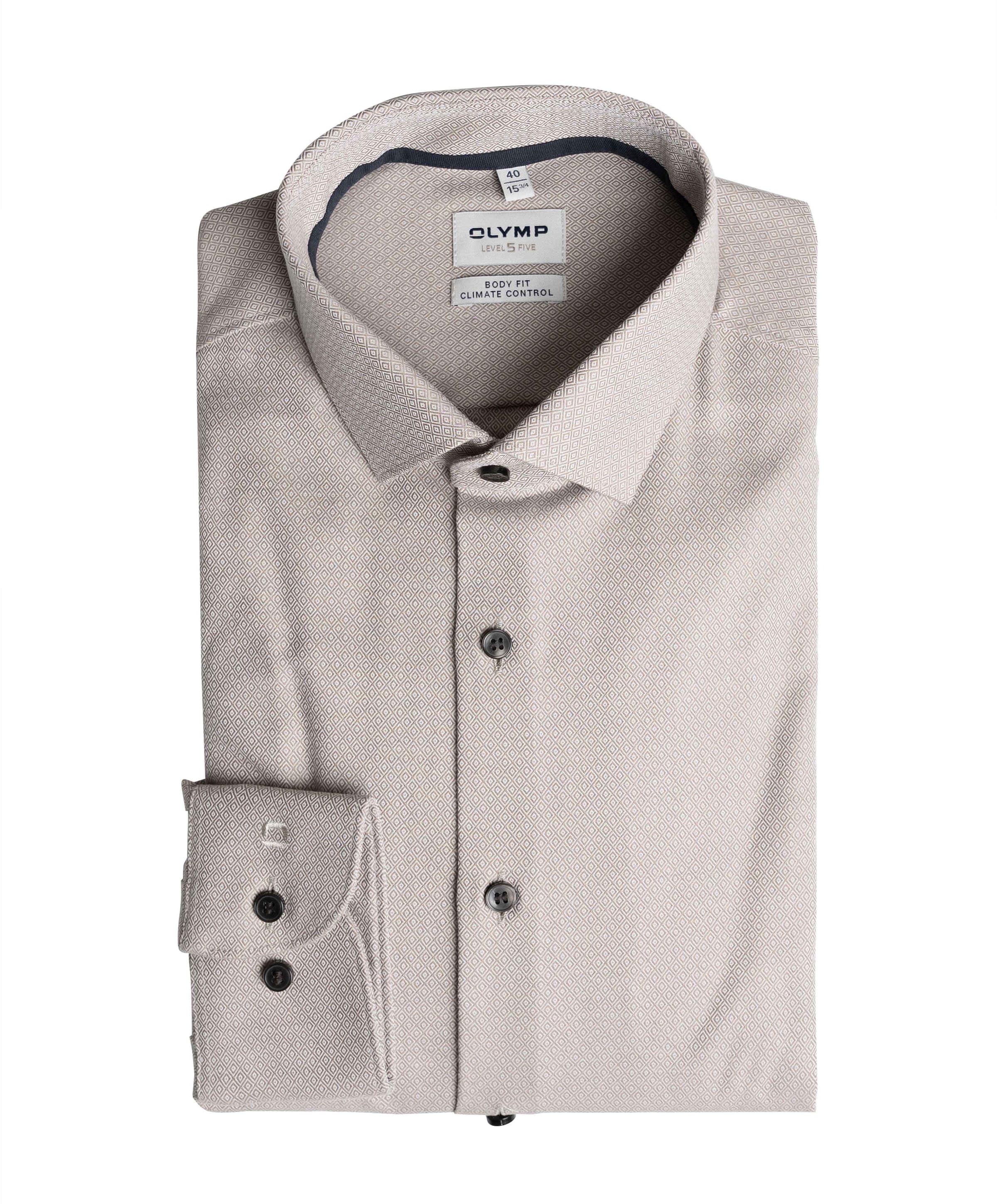 Heren overhemd lange mouw bruin