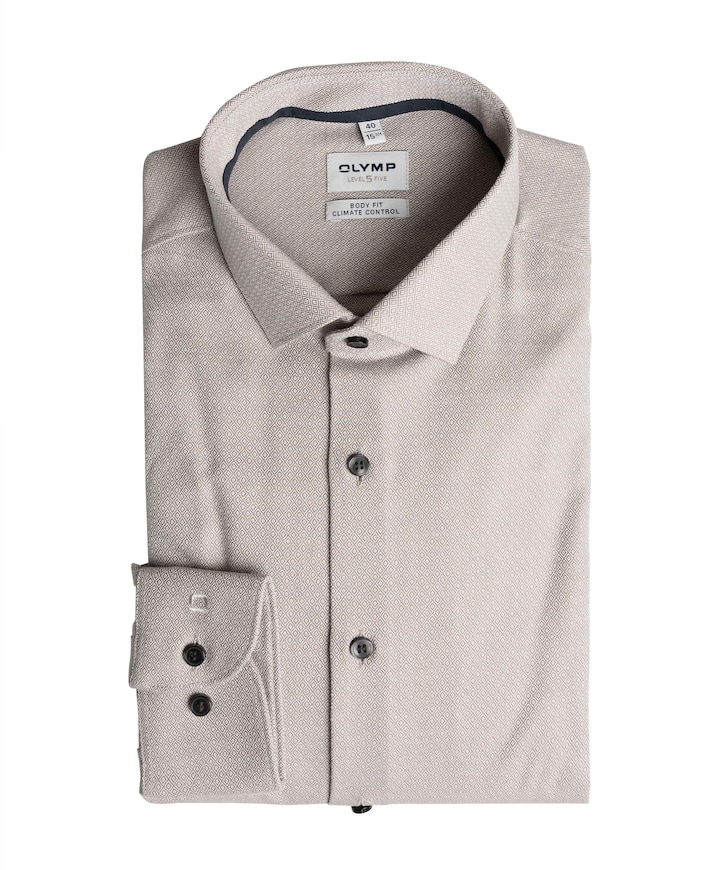 Heren overhemd lange mouw bruin