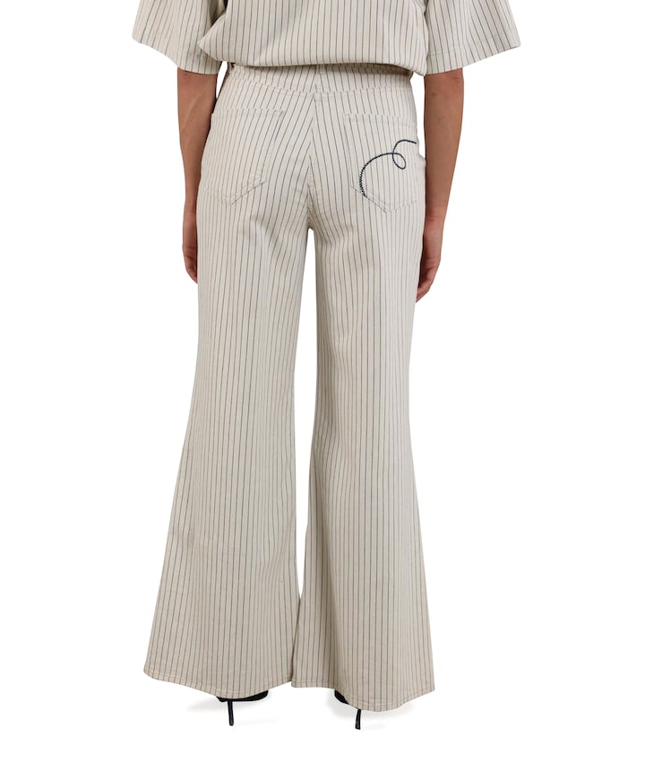 Senna Stripe dames broek ecru
