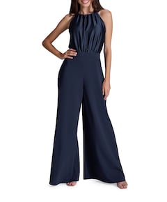 Jumpsuit mit amerikanischem Ausschn dames jumpsuit blauw