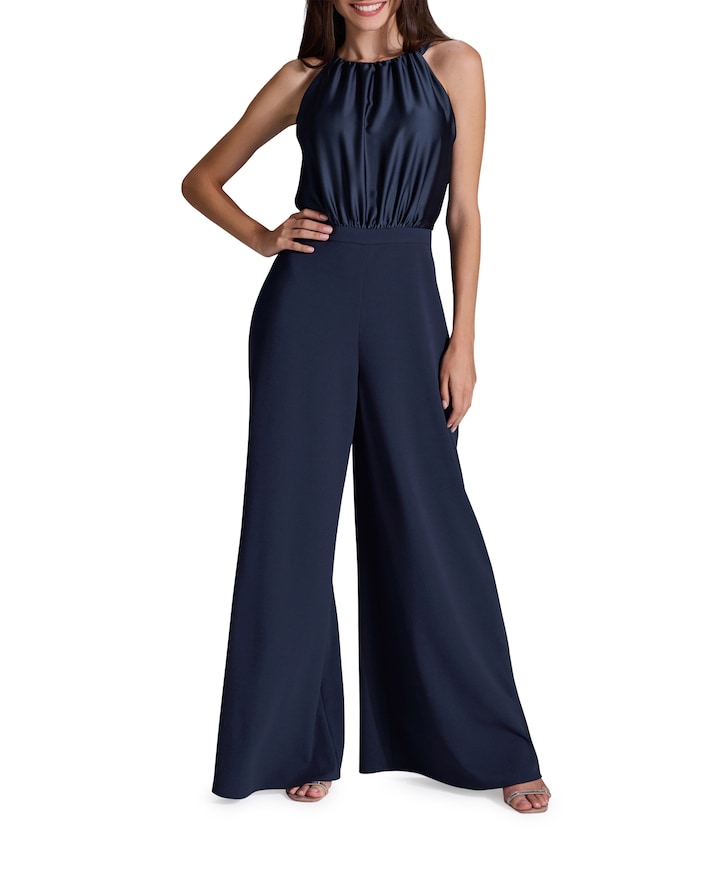 Jumpsuit mit amerikanischem Ausschn dames jumpsuit blauw