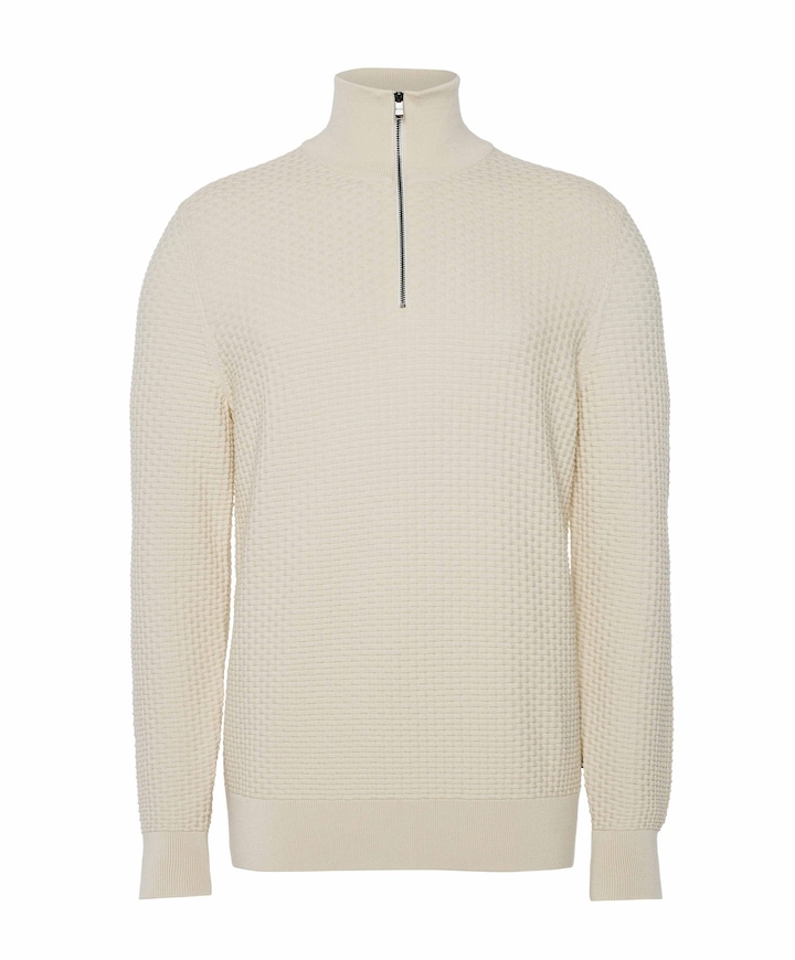 Heren trui met rits wit