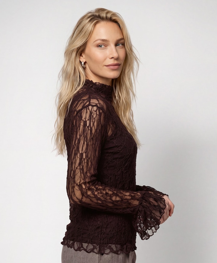 Dames longsleeve bruin