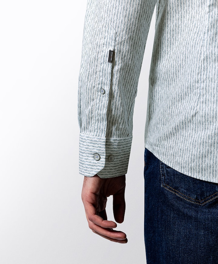 Heren overhemd lange mouw blauw