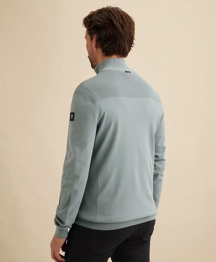 Heren trui met rits blauw