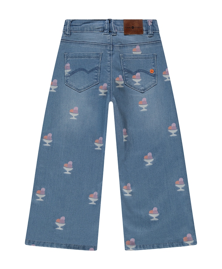 Printed Denim meisjes broek blauw