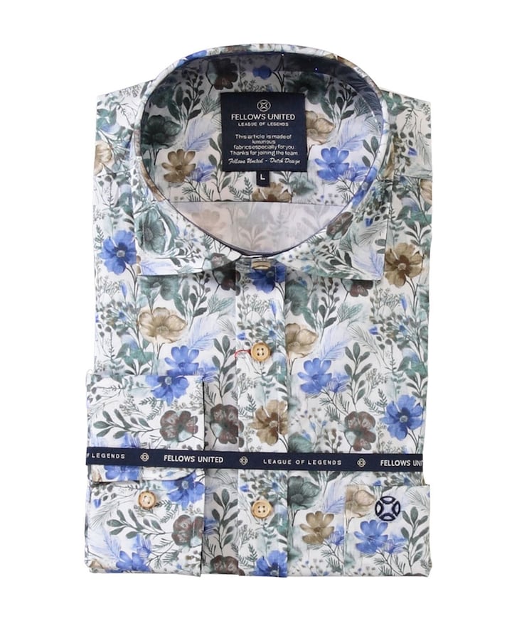 Heren overhemd lange mouw groen