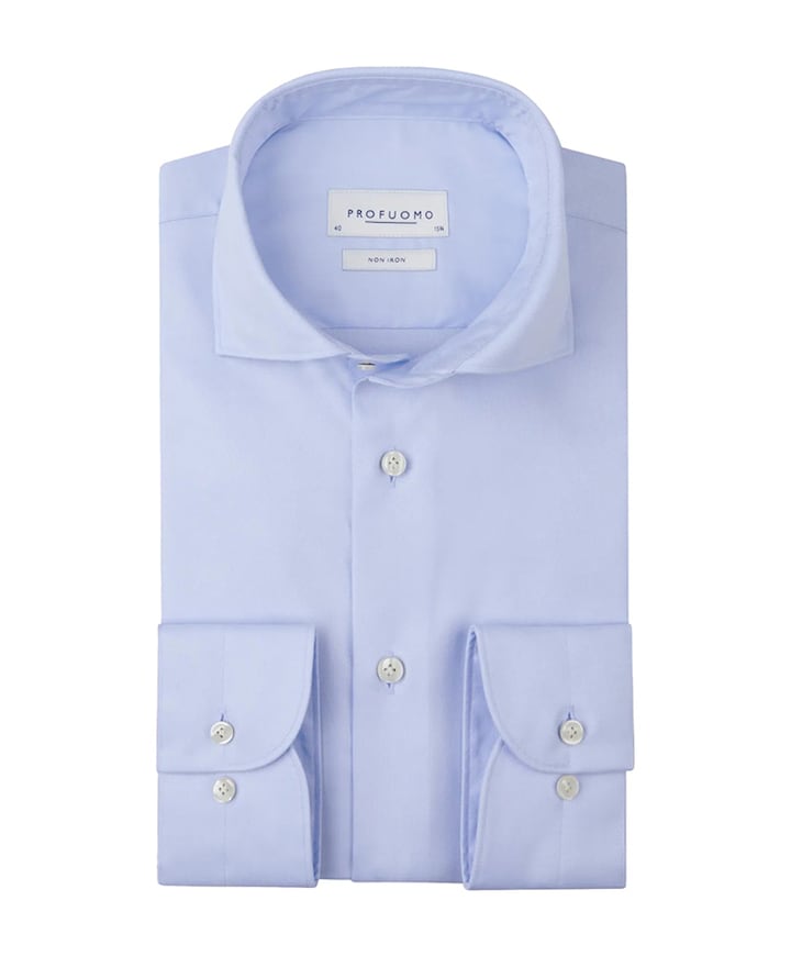 Heren overhemd lange mouw blauw