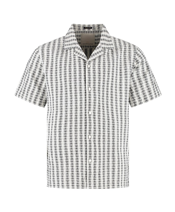 Heren overhemd korte mouw beige