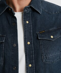 Heren overhemd lange mouw blauw