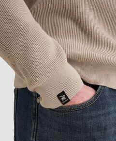 Heren trui met rits beige