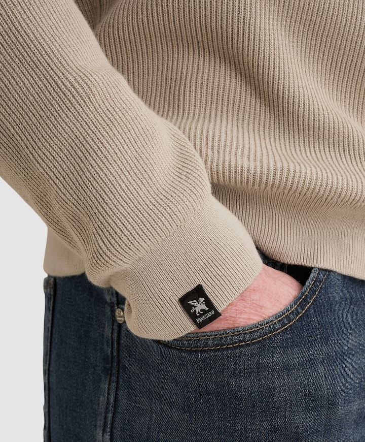Heren trui met rits beige