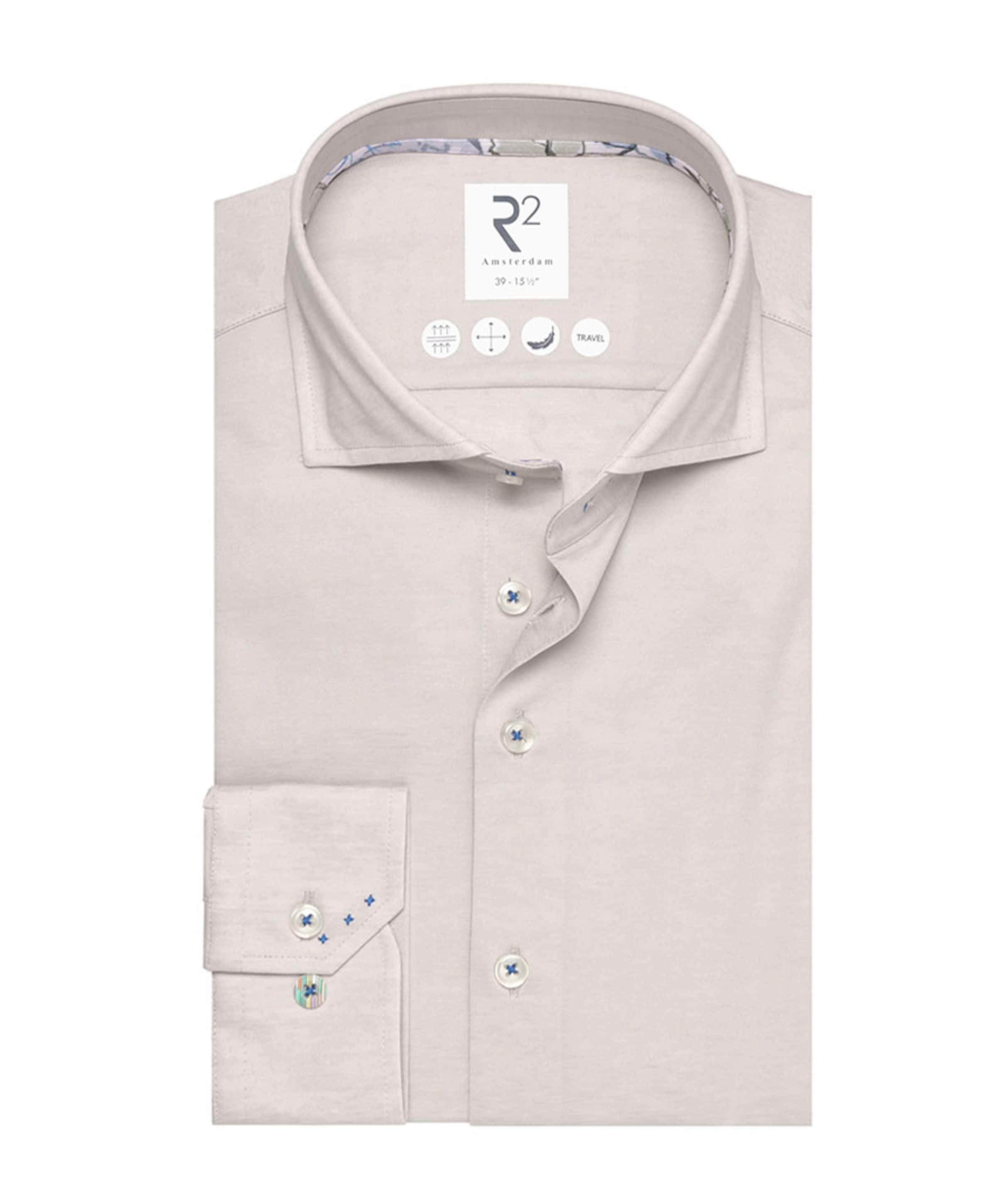 Heren overhemd lange mouw beige