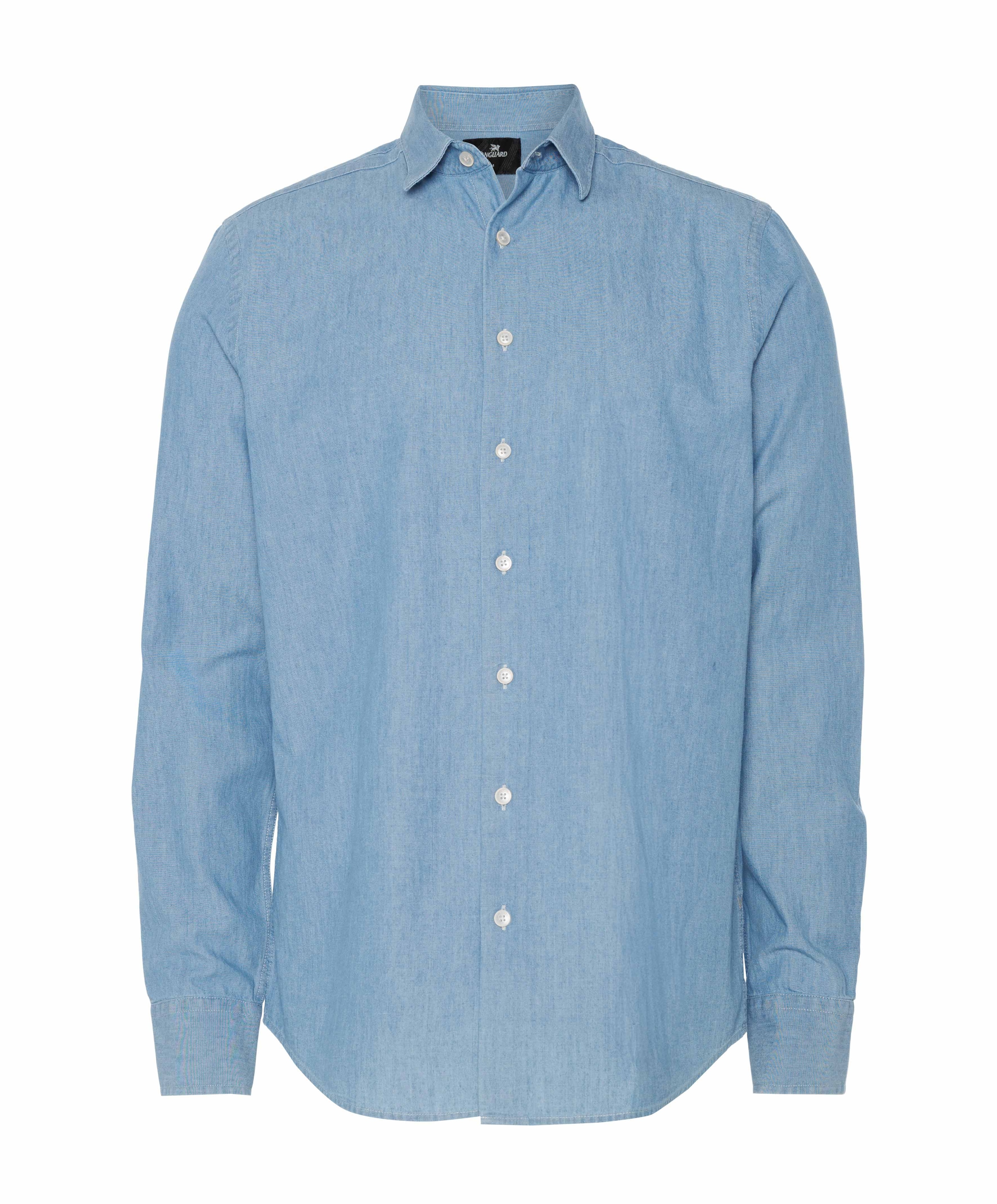 Heren overhemd lange mouw blauw