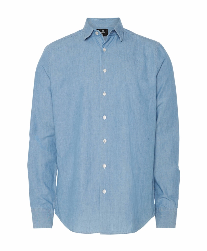 Heren overhemd lange mouw blauw